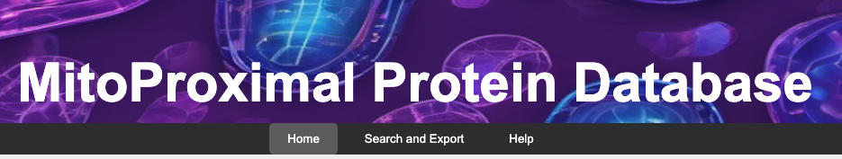 Screenshot of the Mitoproximal Protein Database website